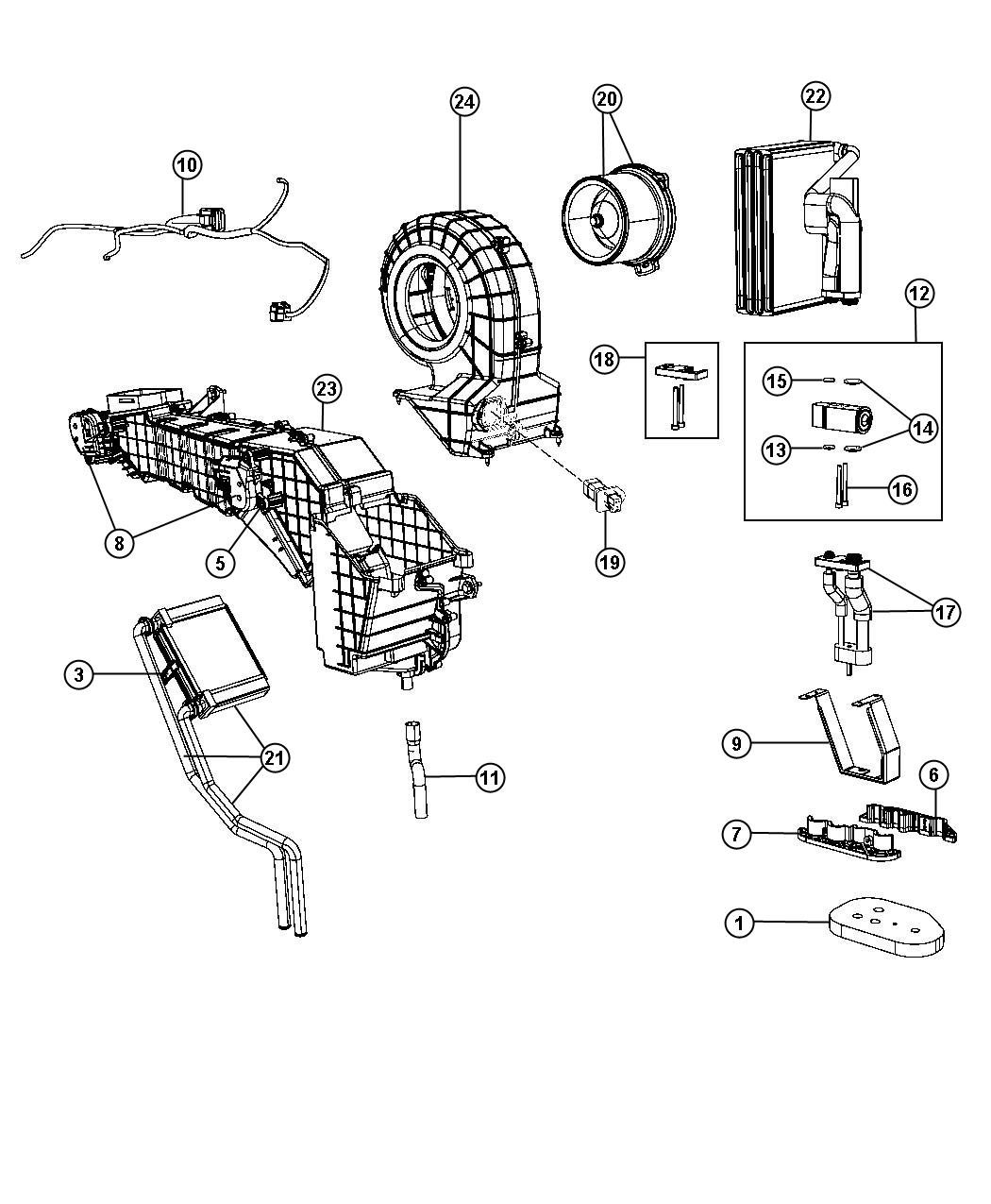 Heater and Air Conditioning, Rear. Diagram