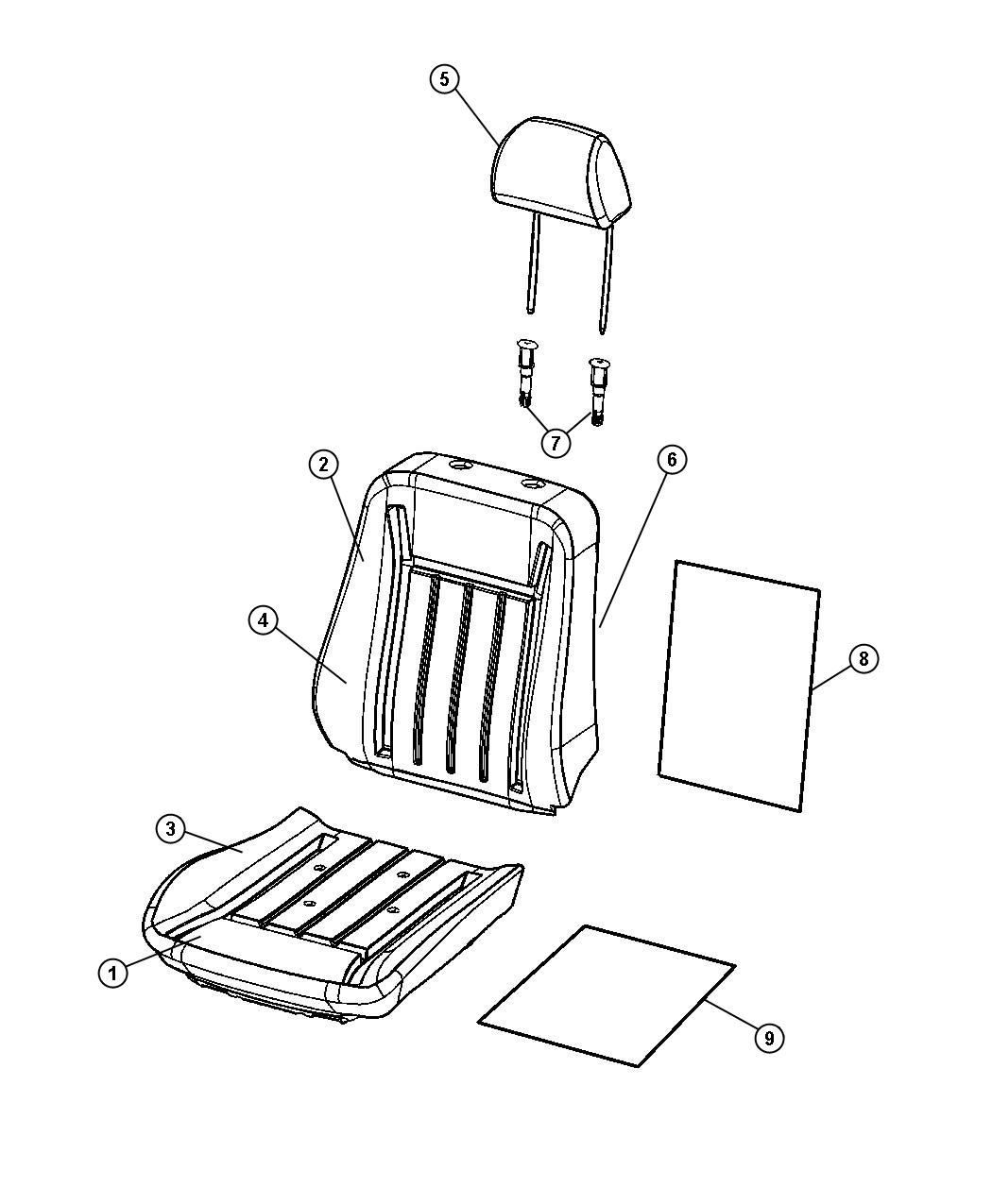 Diagram Seat, Front, Bucket Seat  Trim Code [S7]. for your 2000 Chrysler 300  M 