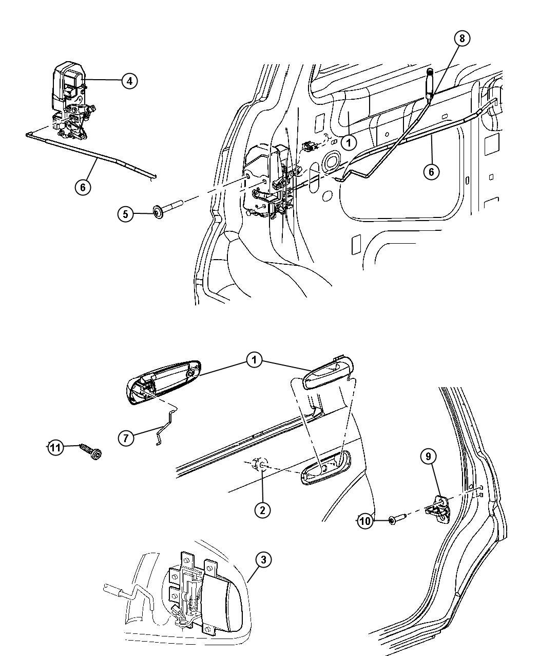 Door, Rear Lock and Controls. Diagram