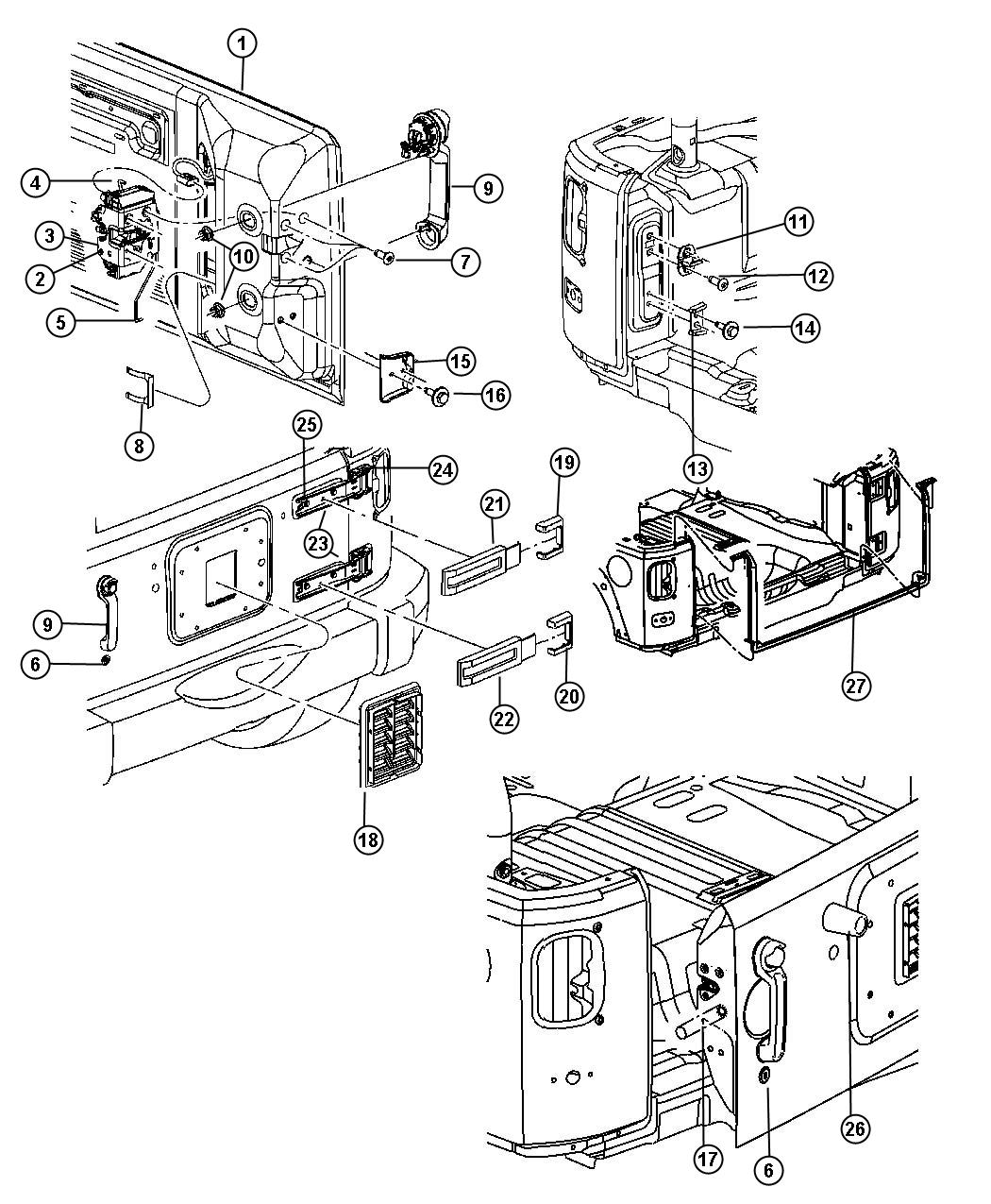 Diagram Swing Gate. for your Jeep Wrangler  