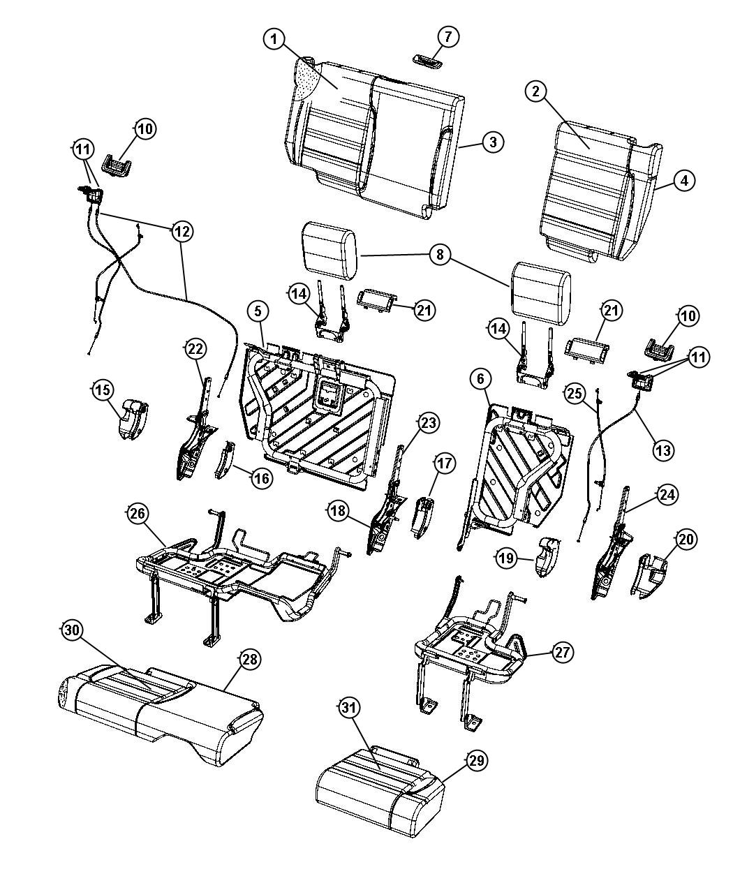 Diagram Rear 60\40. for your Jeep Wrangler  