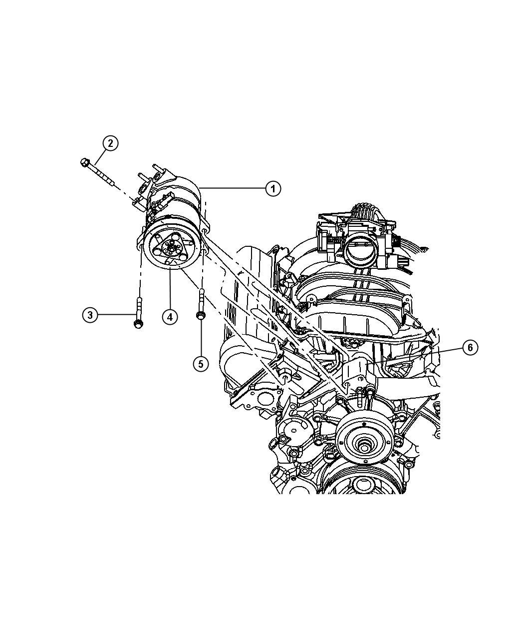 Diagram Compressor Mounting, 3.7L Engine. for your 2004 Chrysler 300  M 