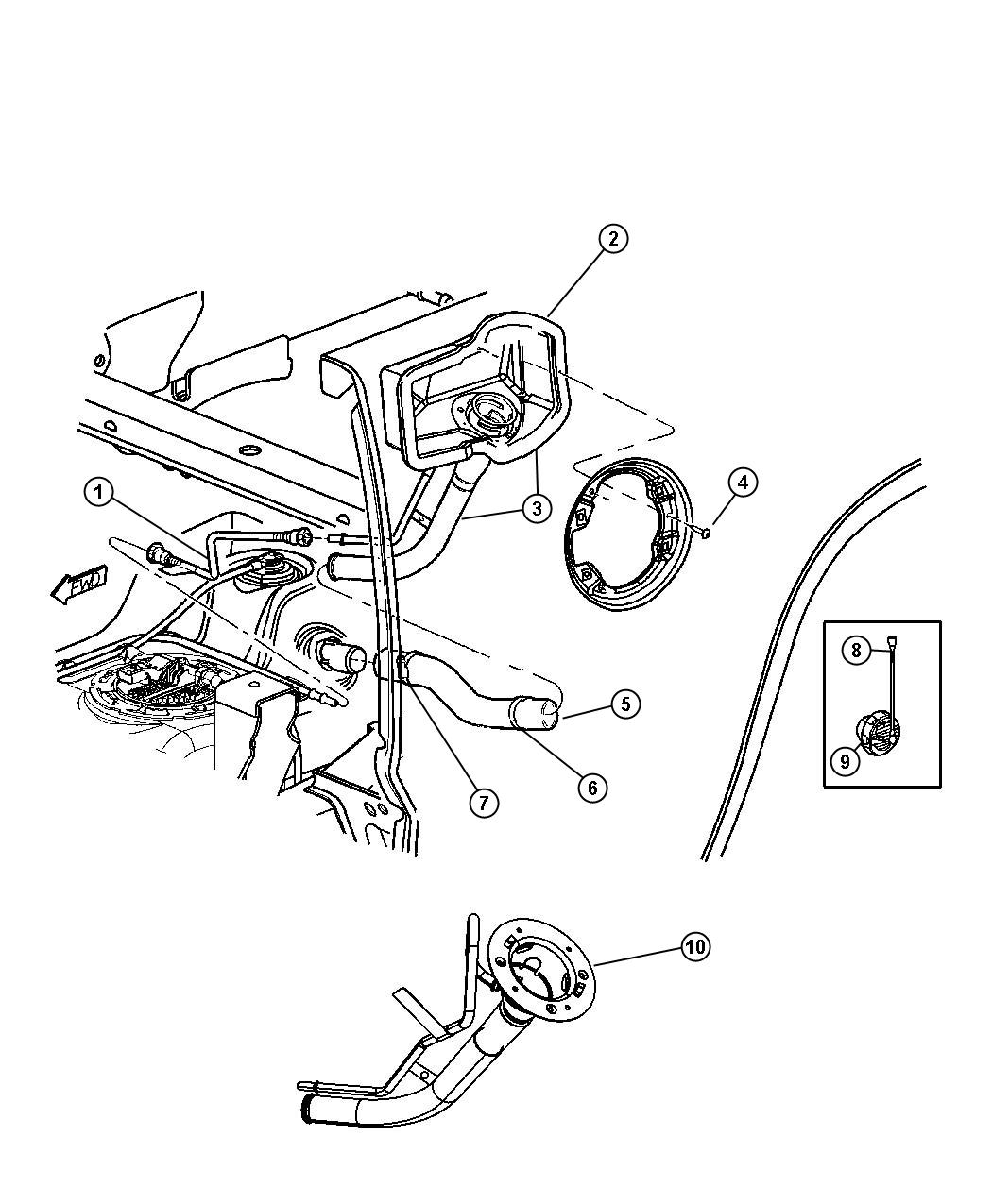 Diagram Fuel Filler Tube, all Engines. for your Dodge Ram 3500  