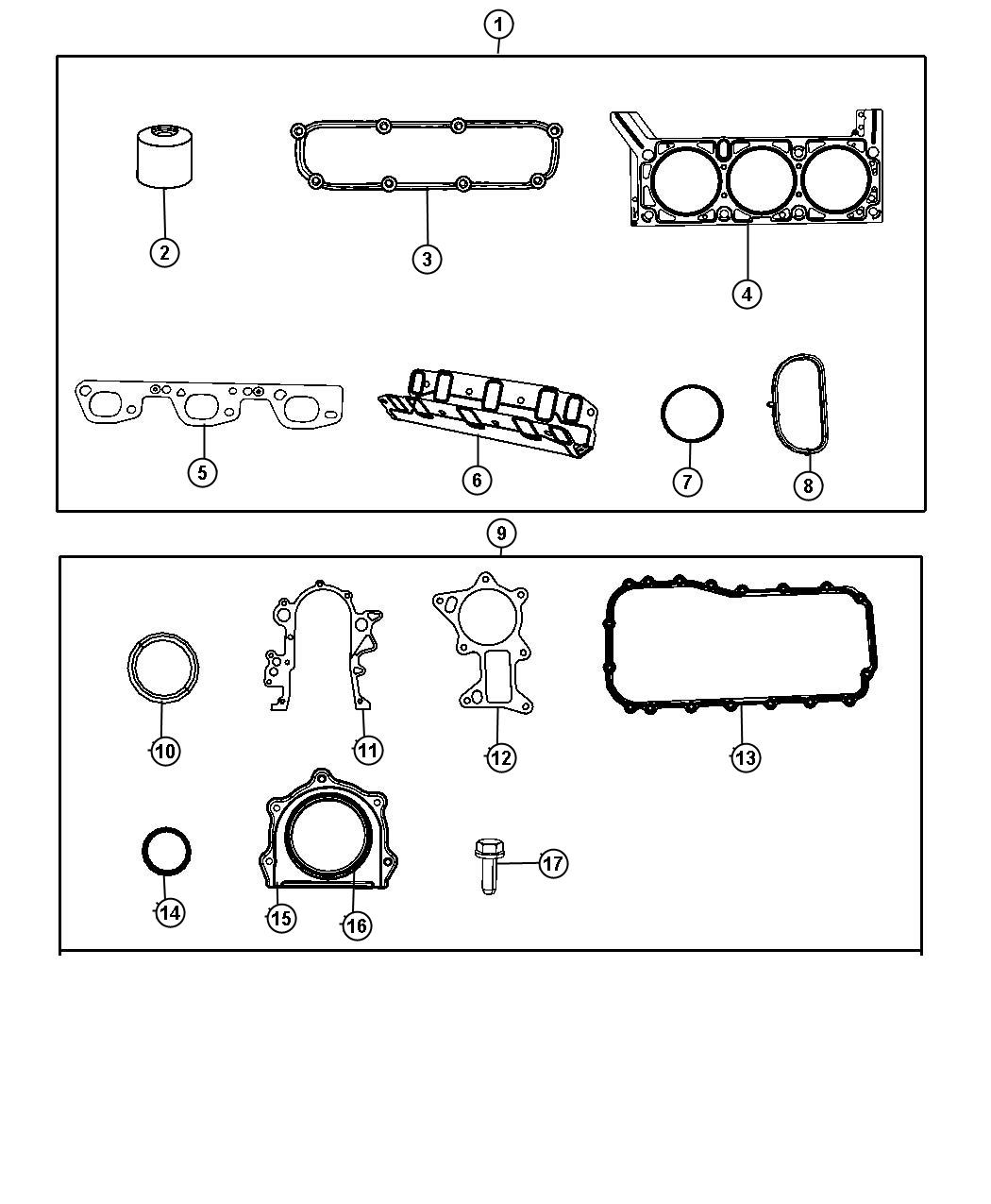 Diagram Gasket Packages 3.8L [3.8L V6 SMPI Engine]. for your Jeep Wrangler  