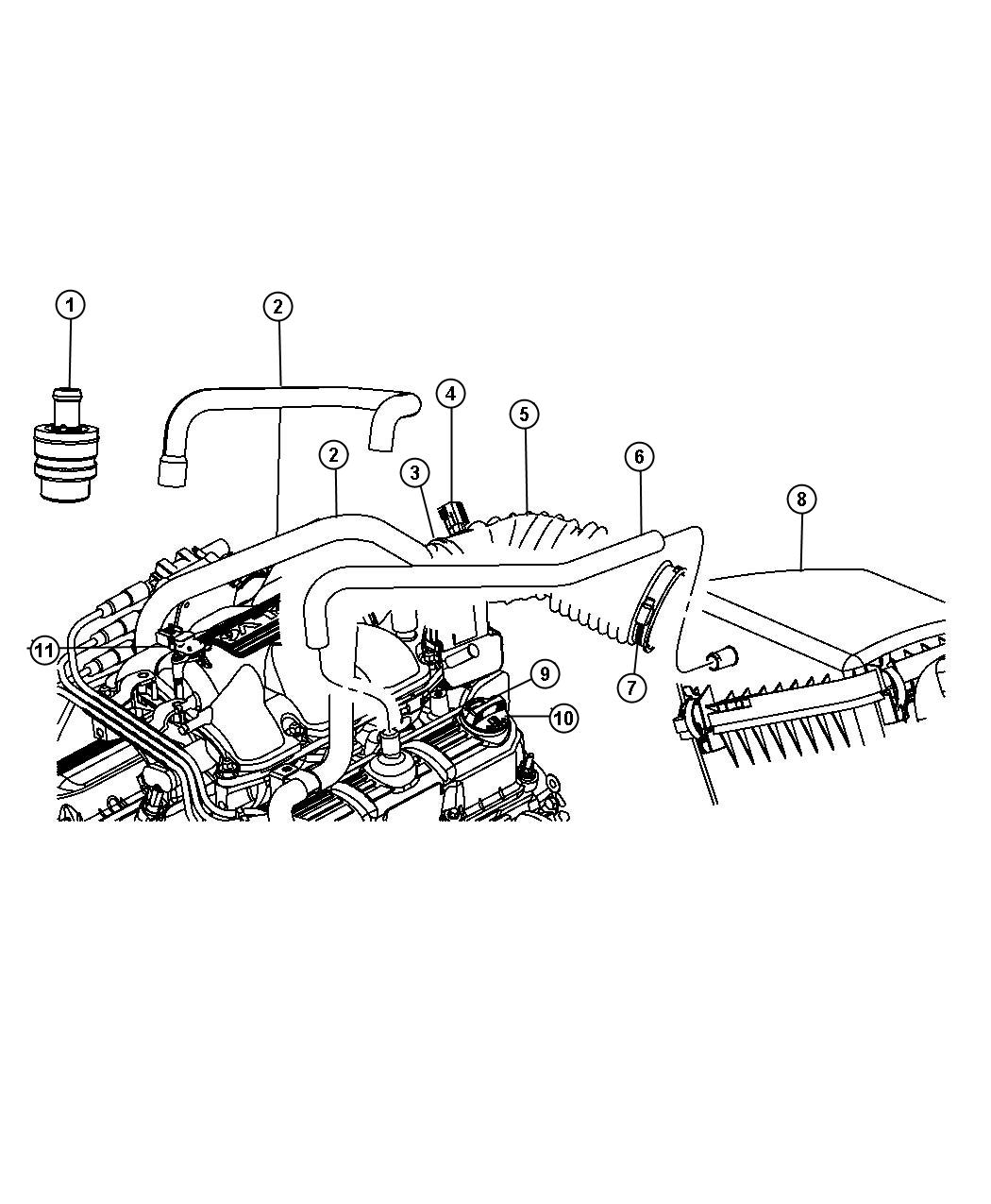 Diagram Crankcase Ventilation 3.8L [3.8L V6 SMPI Engine]. for your Jeep