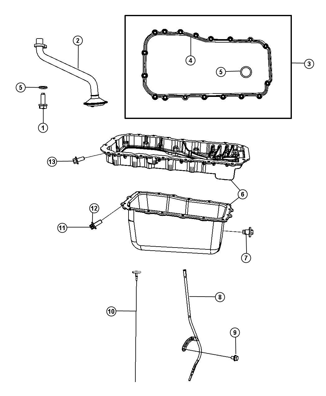 Diagram Engine Oiling Pan And Indicator 3.8L [3.8L V6 SMPI Engine]. for your 2014 Chrysler Town & Country   