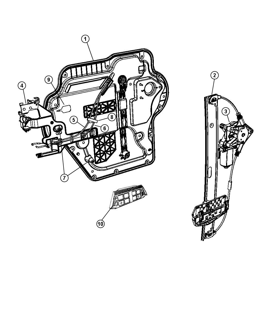 Diagram Front Door, Regulator. for your Jeep Wrangler  