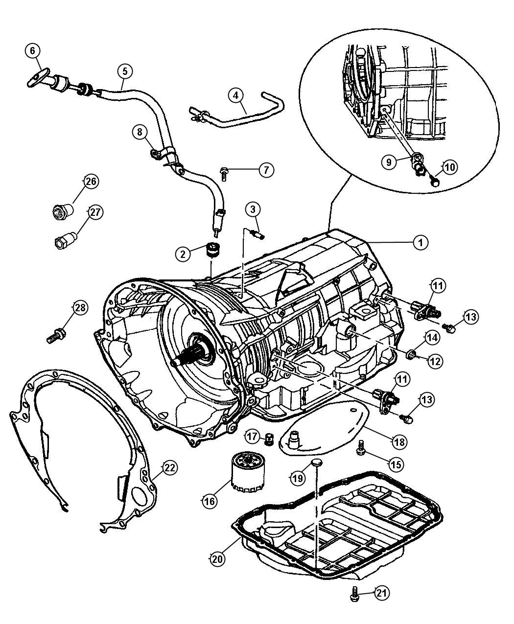 Diagram Transmission Case and Related Parts. for your Jeep Commander  