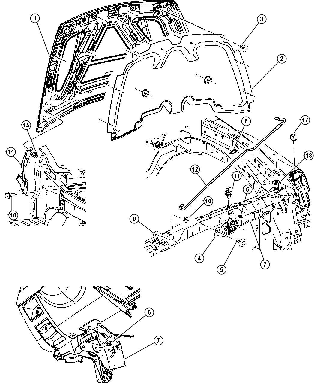 Diagram Hood And Hood Release. for your Chrysler