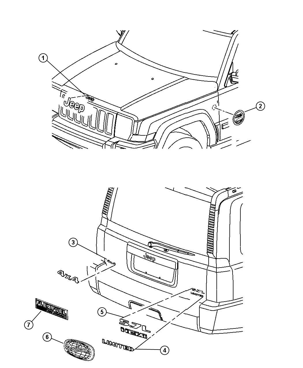 Diagram Nameplates and Decals. for your 2008 Dodge Dakota   