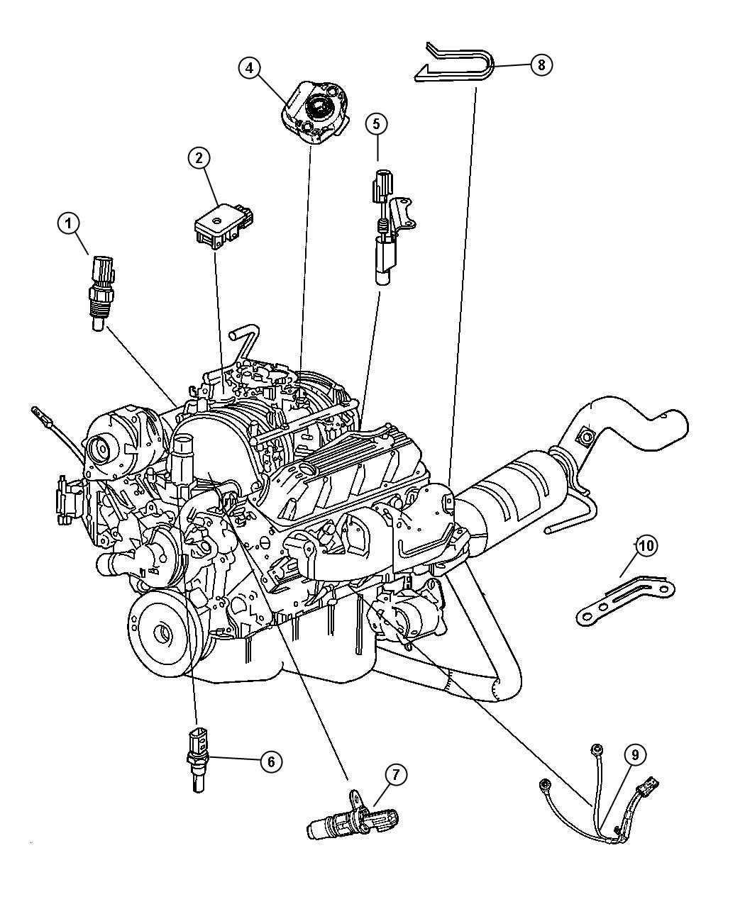 Diagram Sensors, Engine 4.7L [ALL 4.7L V8 ENGINES]. for your Chrysler Aspen  