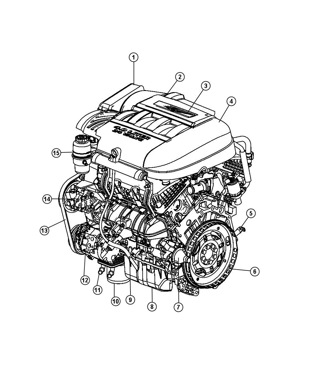 Diagram Engine Assembly And Identification 4.0L [4.0L V6 SOHC Engine]. for your 2007 Chrysler Pacifica   
