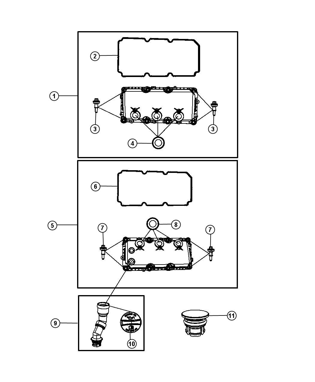 Diagram Cylinder Head Covers And Mounting 4.0L [4.0L V6 SOHC Engine]. for your 2007 Chrysler Pacifica   