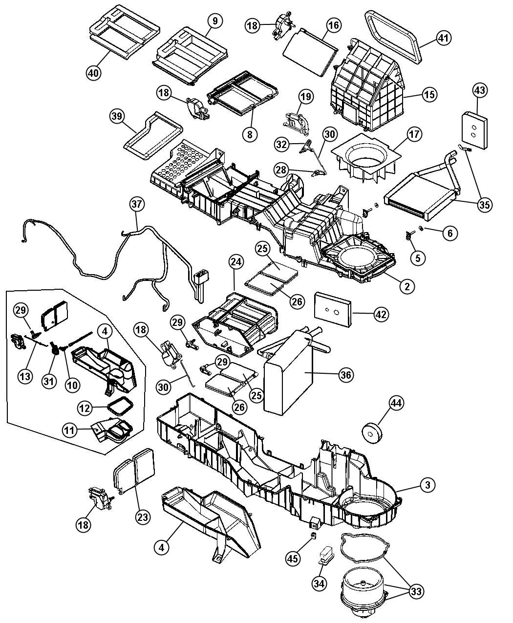 Diagram Air Conditioner and Heater Unit [Air Cond'ing w/Dual Zone Temp Cntrl]. for your Dodge Ram 1500  