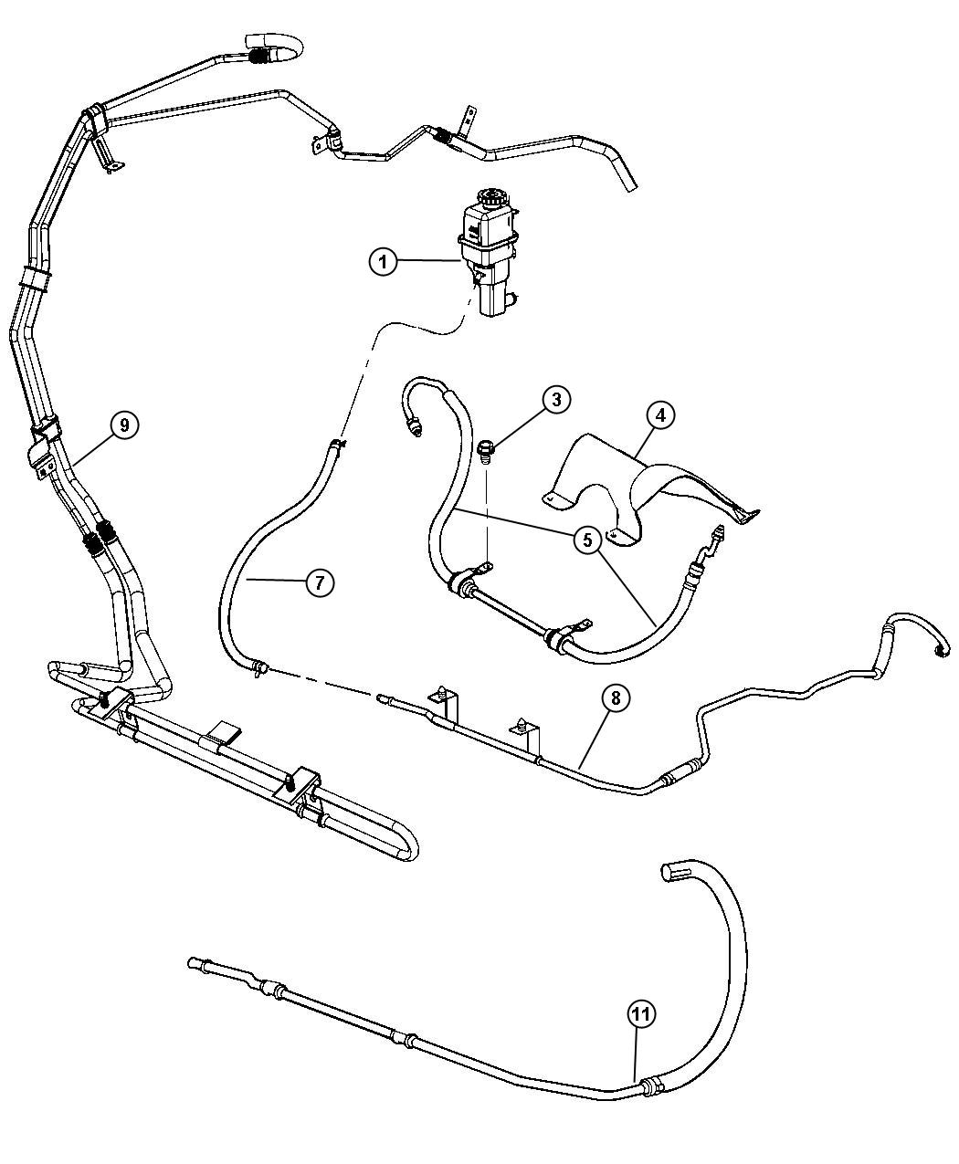 Hoses, Reservoir, Power Steering. Diagram