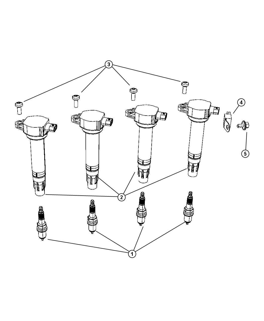 Spark Plugs and Coils [2.0L, 2.4L Enginrs]. Diagram