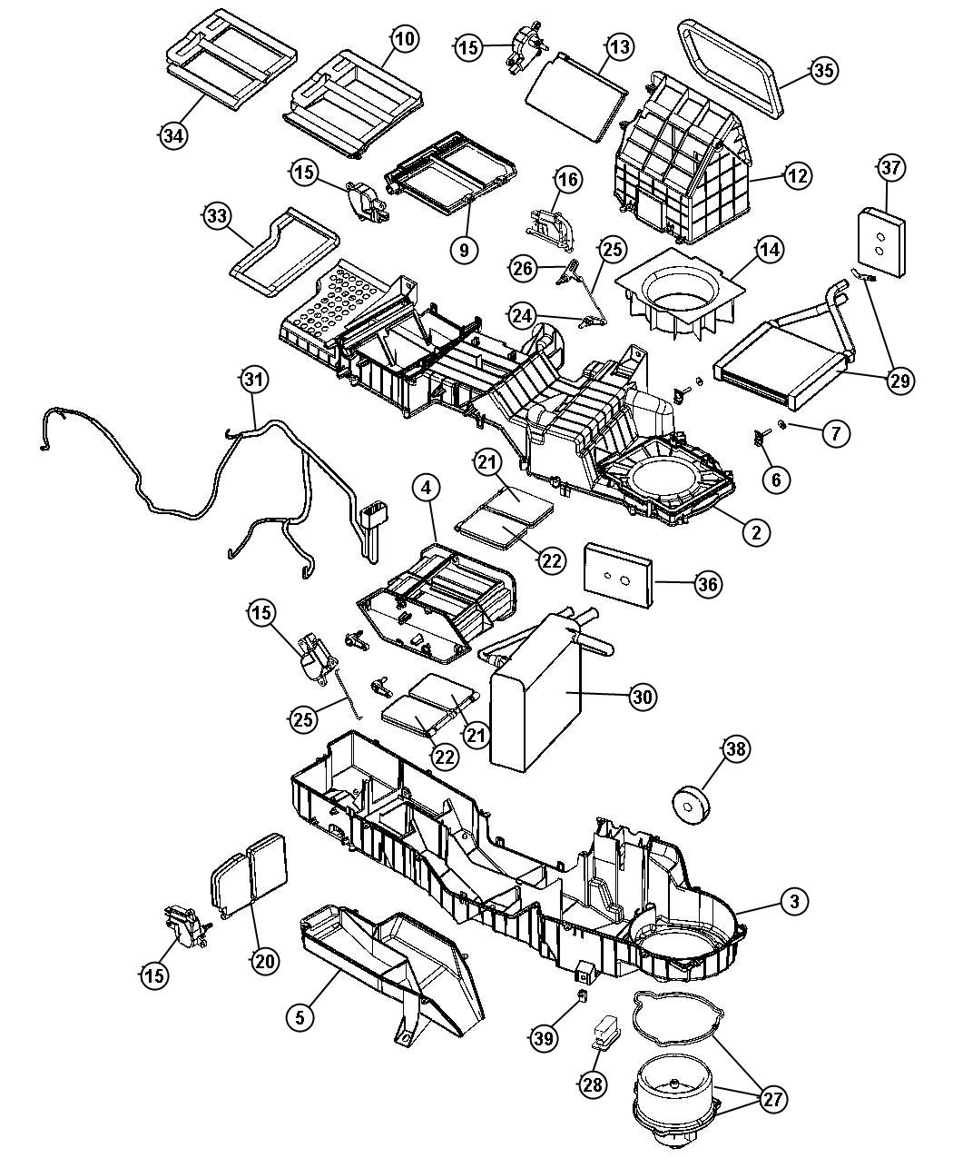 Diagram Air Conditioner and Heater Unit. for your Dodge Ram 1500  