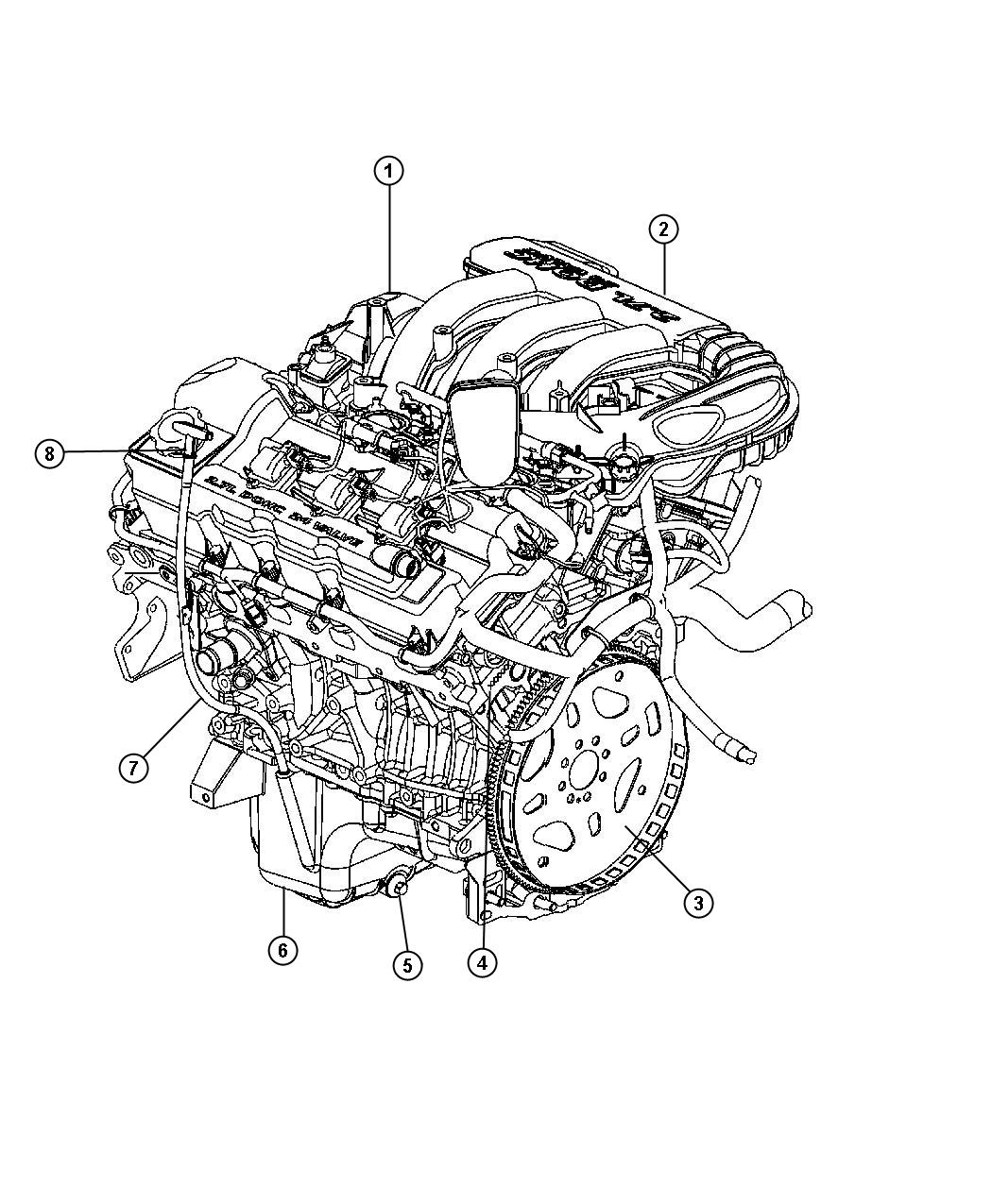 Diagram Engine Assembly And Identification 2.7L [2.7L V6 DOHC 24 Valve MPI Engine]. for your Chrysler 300  