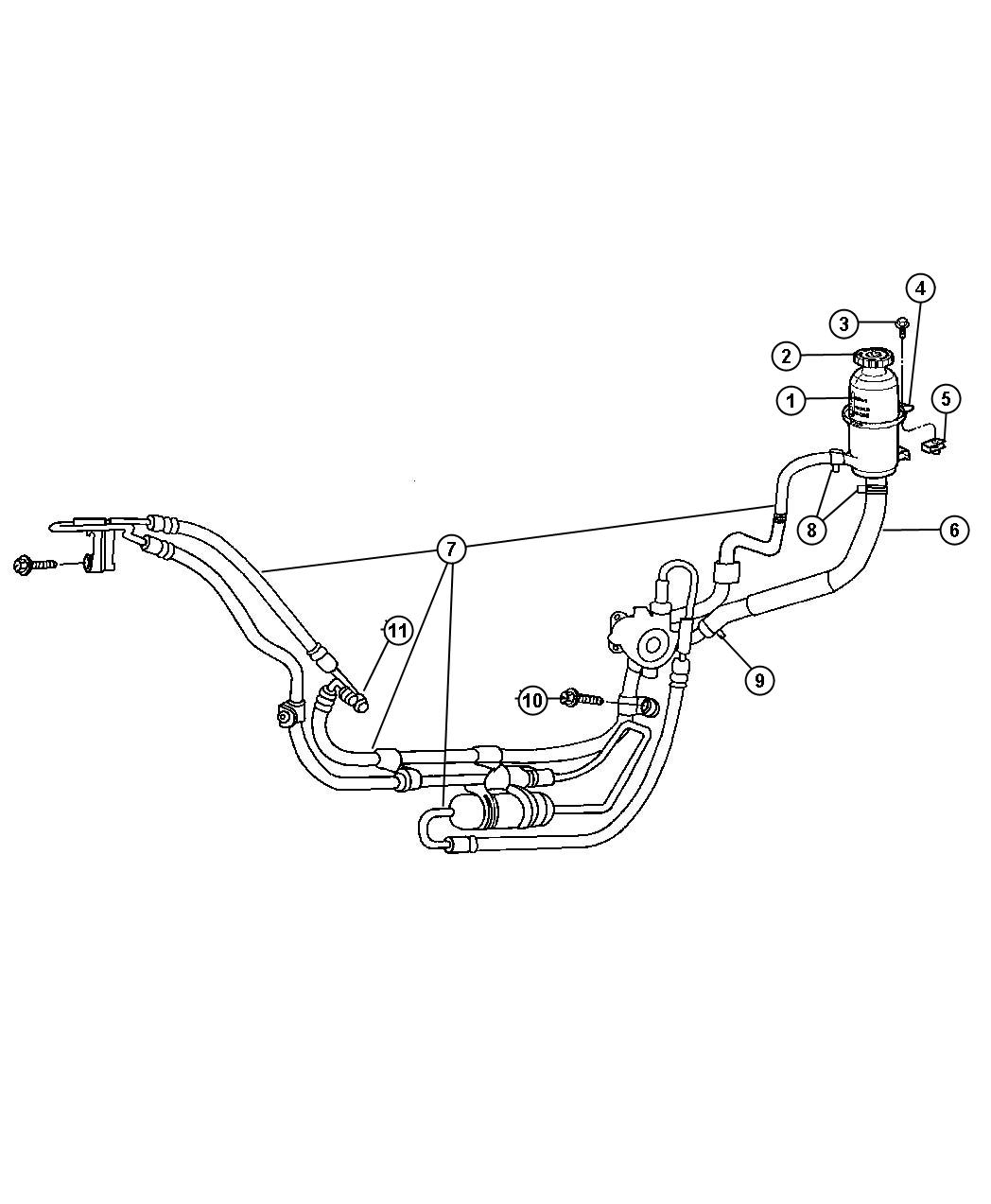 Hoses and Reservoir, LHD 2.8L [ALL Turbo Diesel Engines]. Diagram