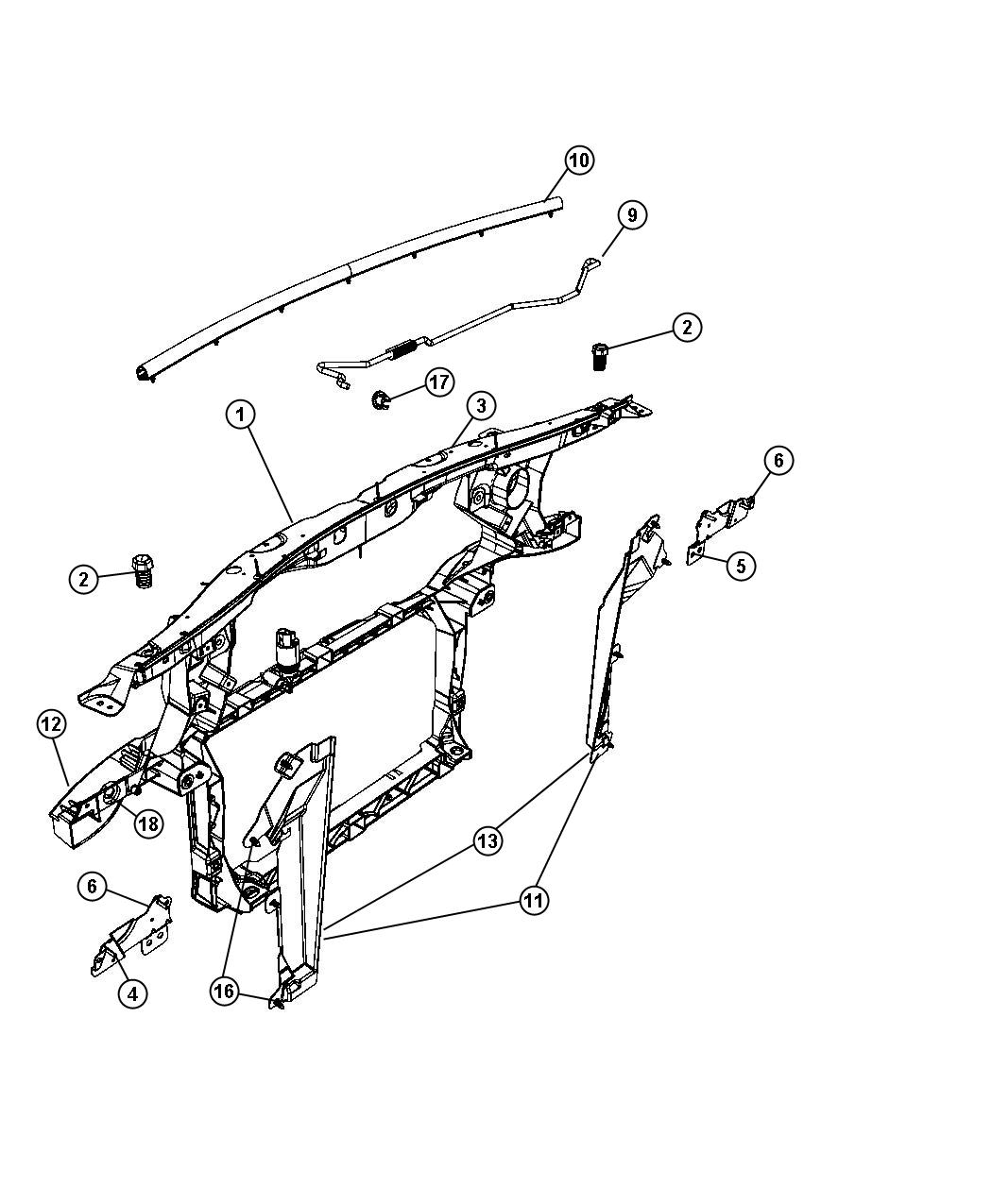 Diagram Support Assy. - Radiator. for your 2014 Dodge Durango   