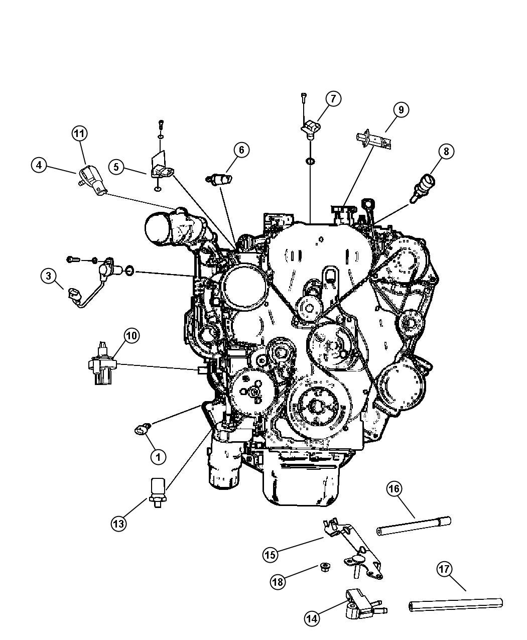 Diagram Sensors, Engine (2.8L EN0]. for your Dodge