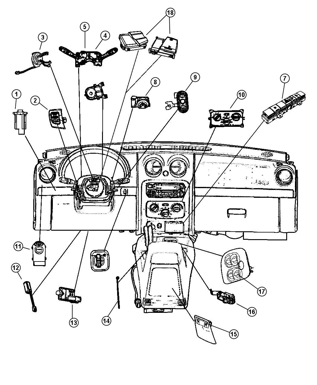 Diagram Switches (Instrument Panel and Console). for your Dodge NITRO  