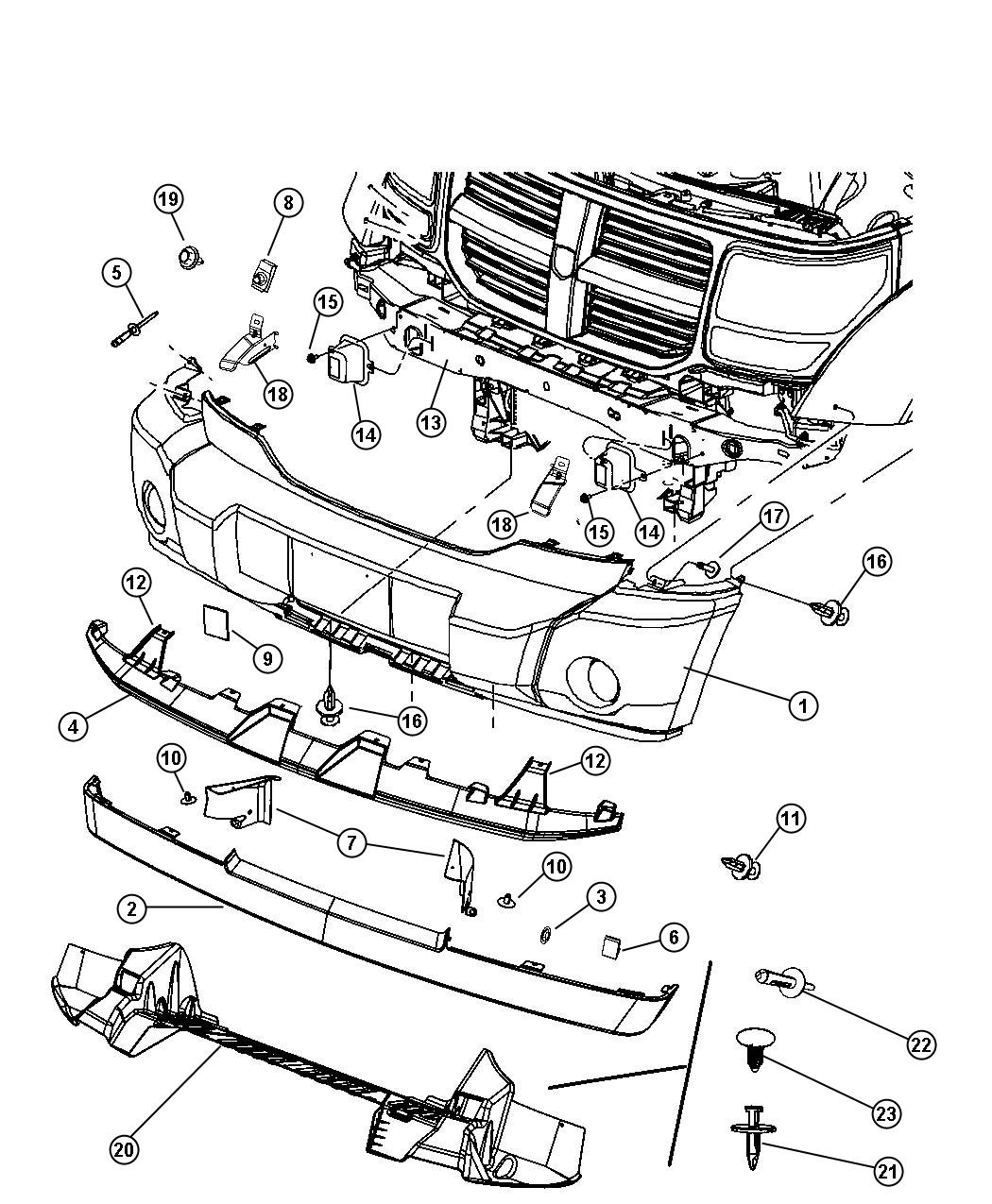 Diagram Bumper, Front. for your Dodge NITRO  