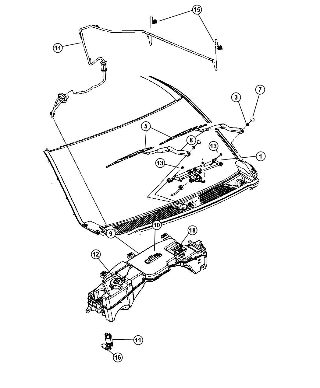 Windshield Wiper and Washer. Diagram