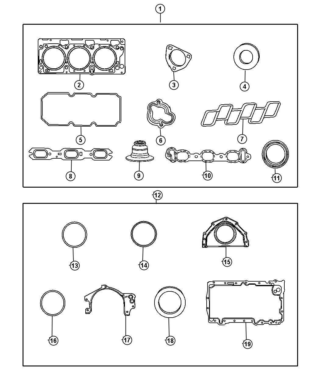 Diagram Gasket Packages 3.5L [3.5L High Output V6 24V MPI Engine]. for your 2013 Dodge Charger   