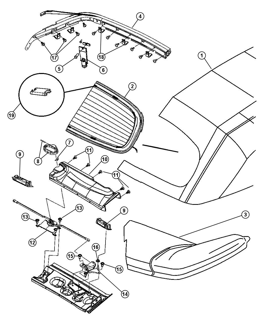 Diagram Convertible Top and Latch Assembly. for your 2007 Chrysler PT Cruiser   