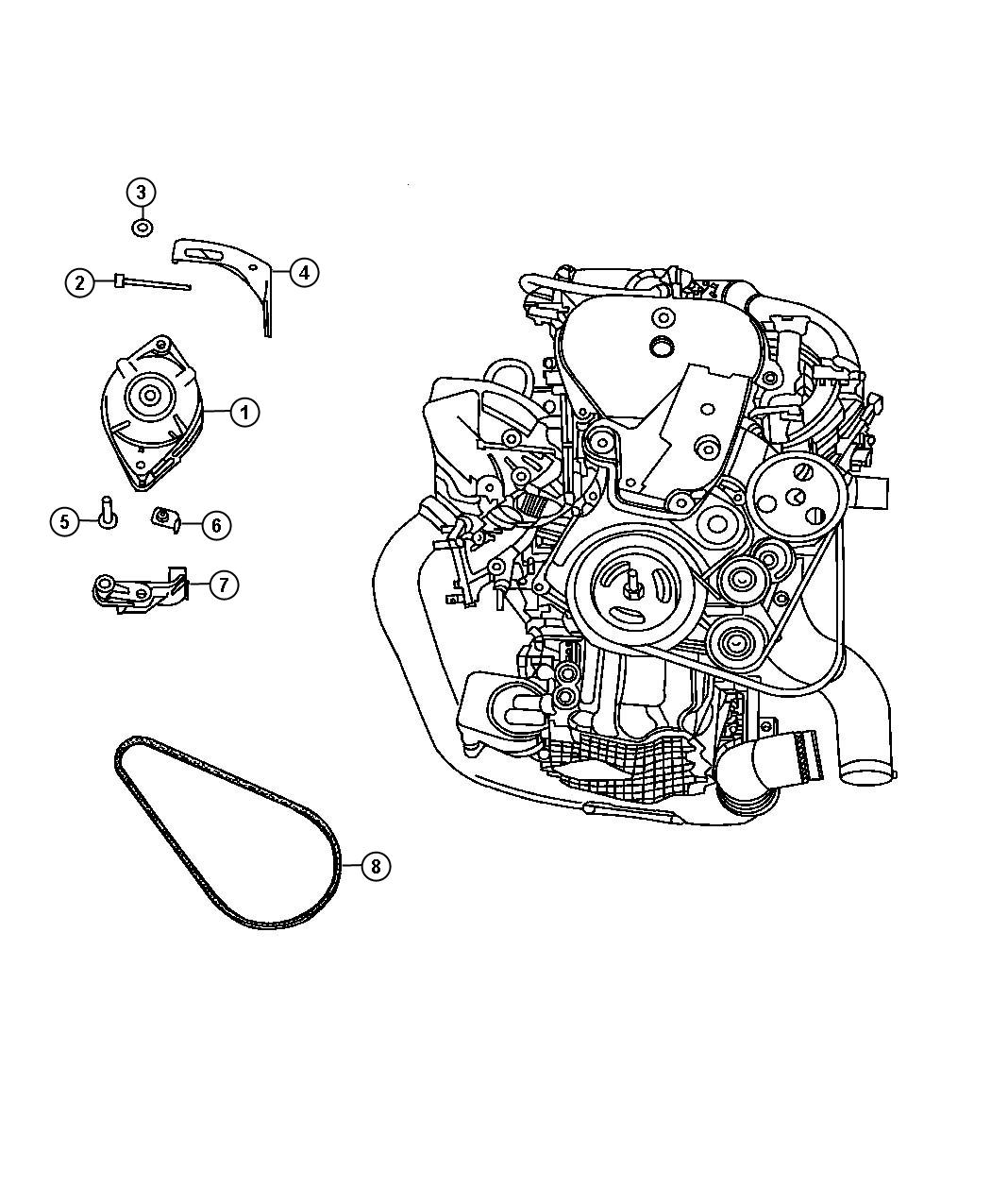 Diagram Alternator [[2.4L 2.4L I4 DOHC 16V TURBO ENGINE]] DOHC Turbo. for your Dodge Grand Caravan  