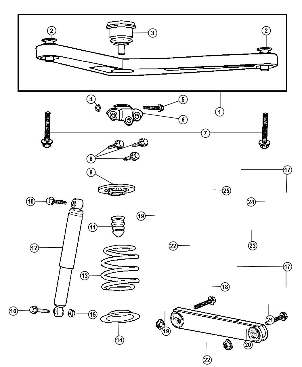 Diagram Suspension,Rear and Shocks. for your 2008 Dodge Grand Caravan   