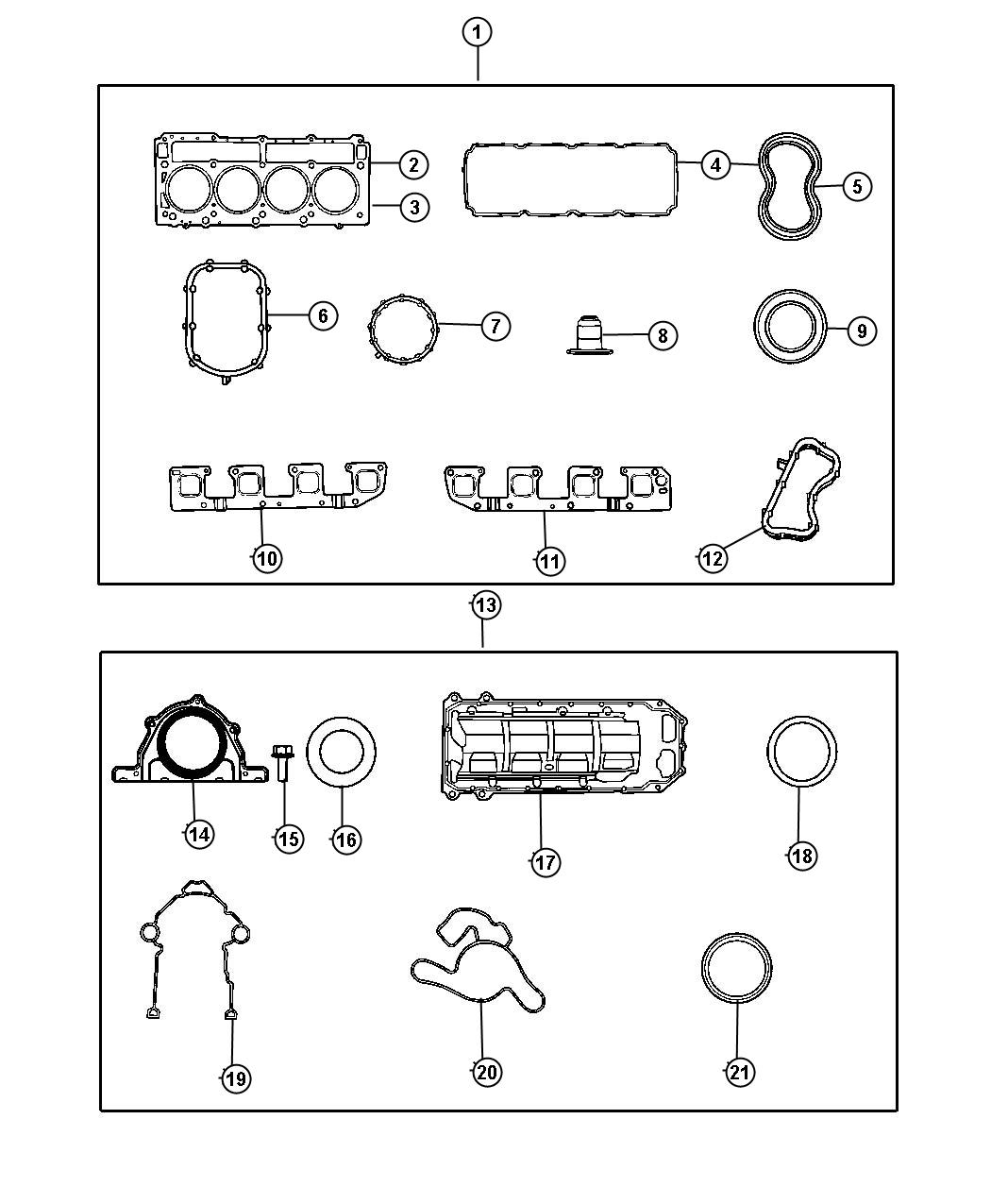 Diagram Gasket Packages 5.7L [5.7L V8 HEMI MDS ENGINE]. for your Dodge Charger  