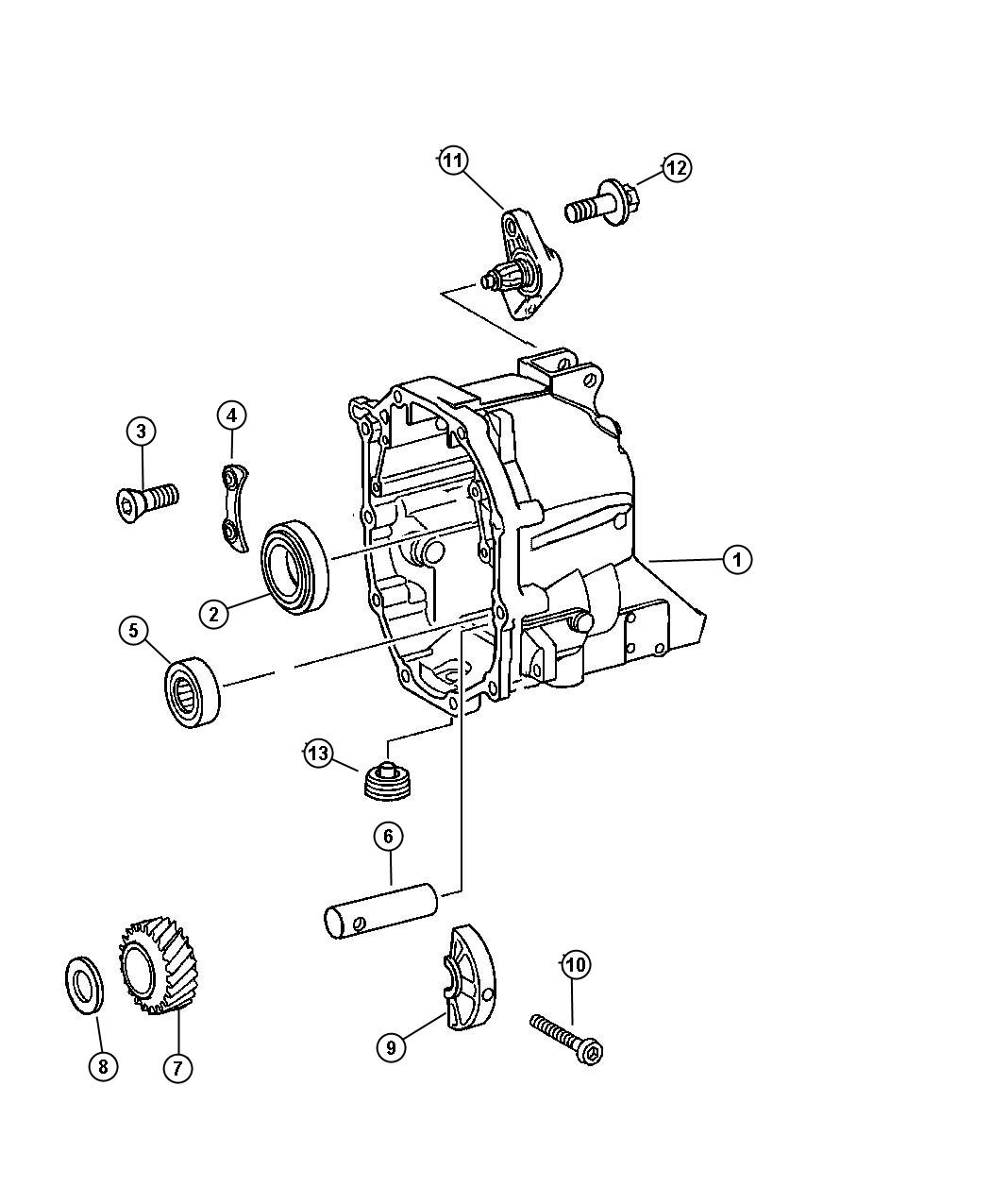 Diagram Rear Case and Related Parts. for your Jeep Liberty  