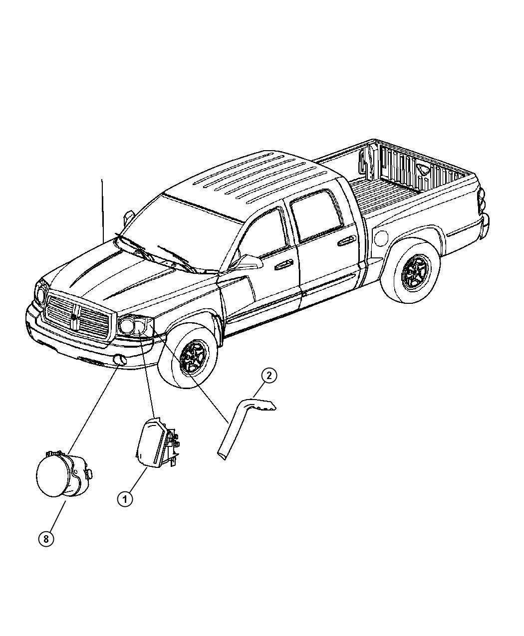 Diagram Lamps--Front End. for your Dodge Dakota  