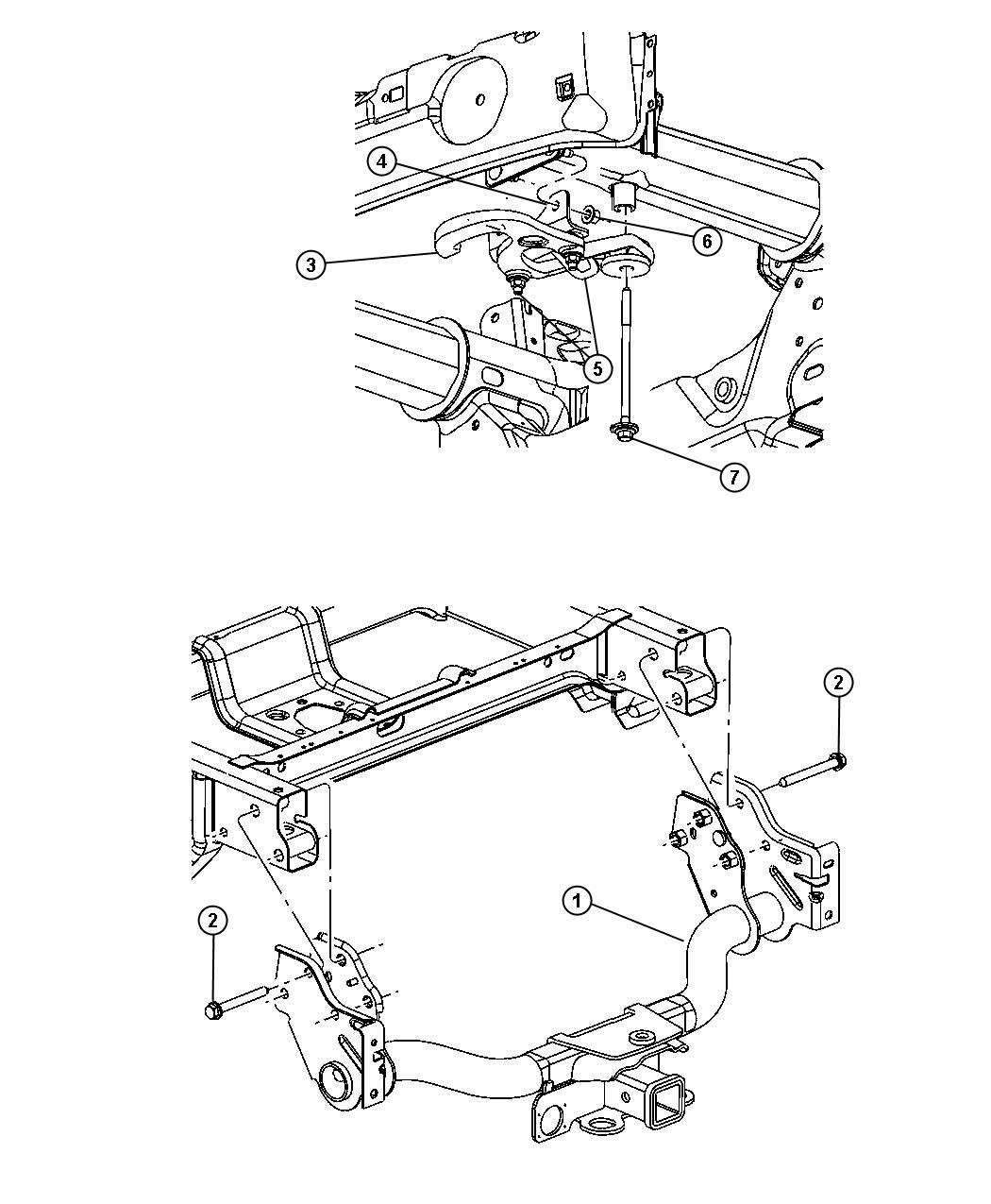 Rear Hitch and Front Tow Hooks. Diagram