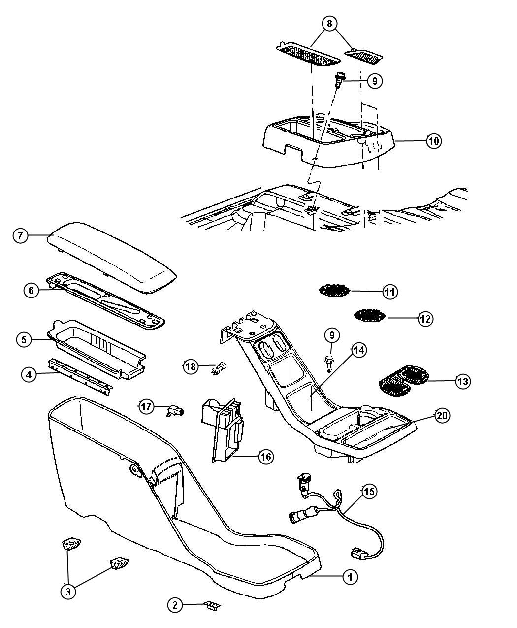 Floor Console. Diagram