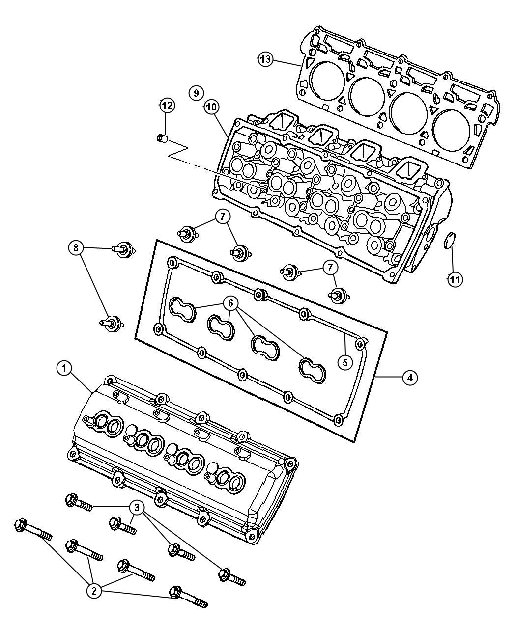 Cylinder Heads And Cylinder Head Covers 6.1L [6.1L SRT HEMI SMPI V8 Engine]. Diagram
