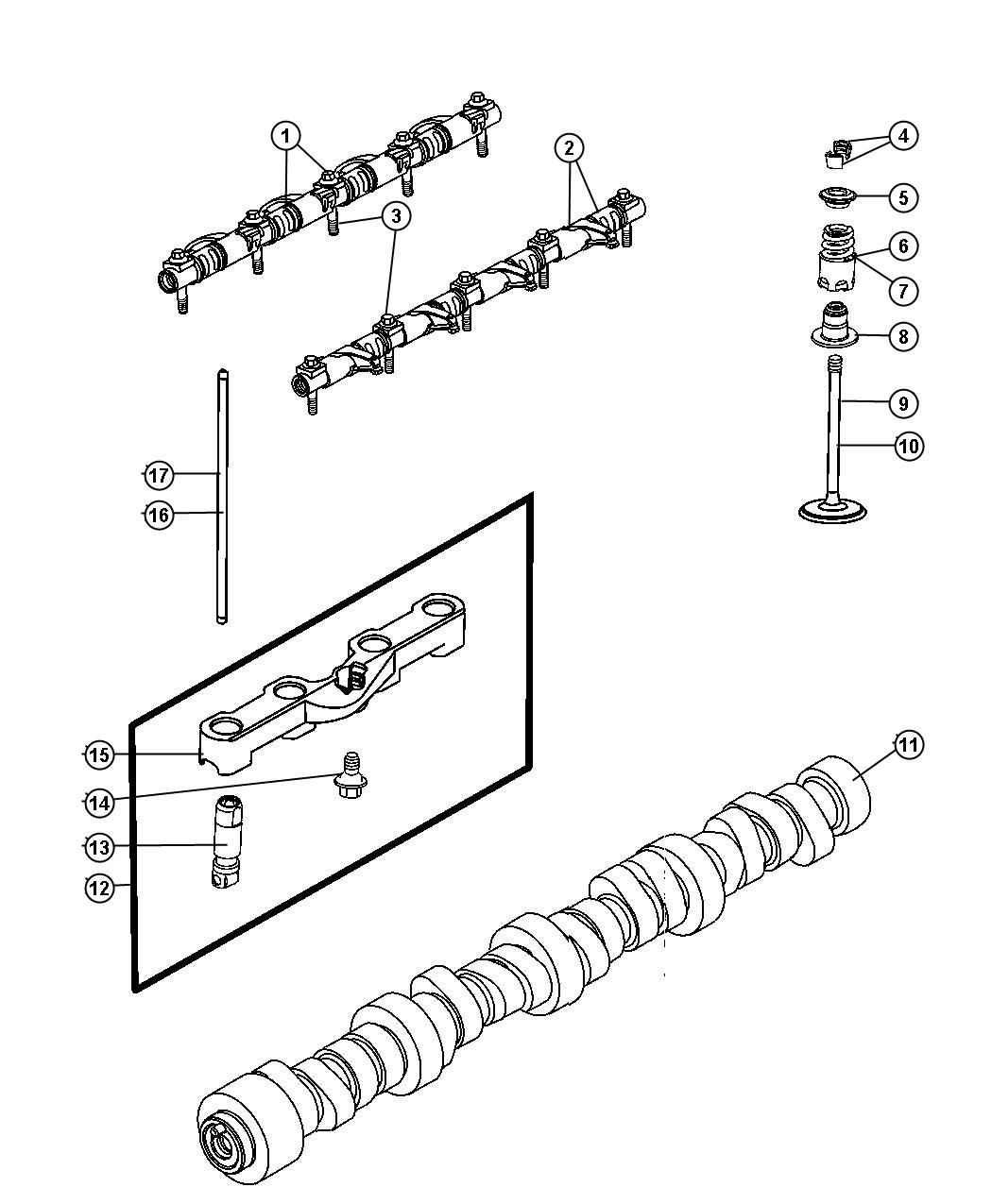 Diagram Camshaft And Valvetrain 6.1L [6.1L V8 SRT HEMI ENGINE]. for your Dodge Magnum  