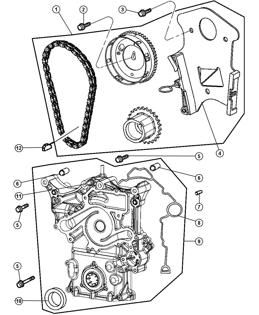 Diagram Timing Chain Package And Timing Cover 6.1L [6.1L SRT HEMI SMPI V8 Engine]. for your 2007 Dodge Charger   