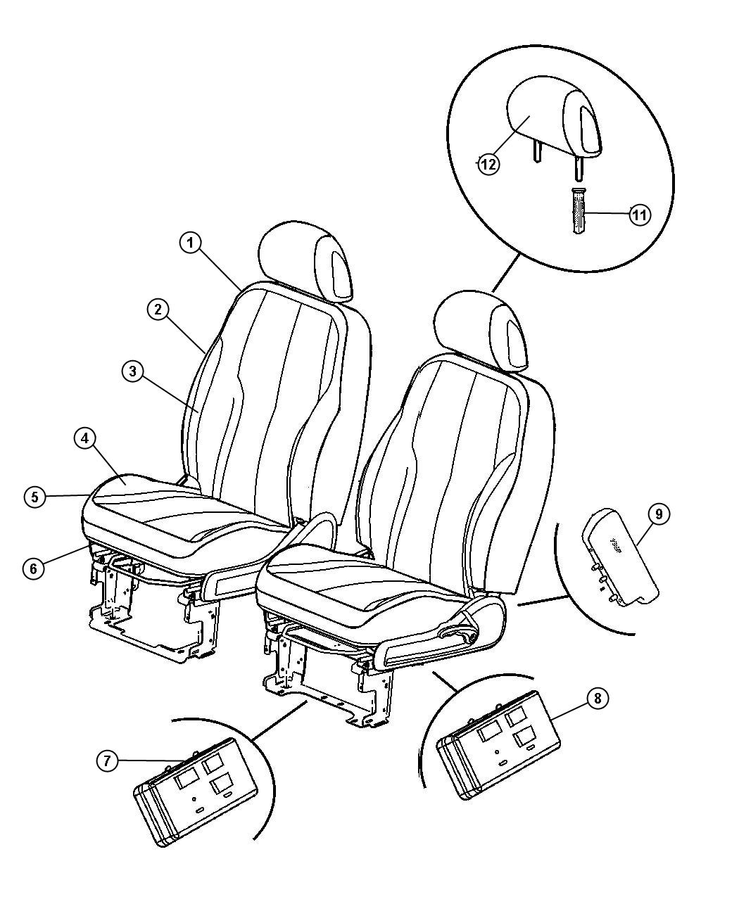 Diagram Front Seats - Trim Code [CL] - 27 Body. for your Chrysler