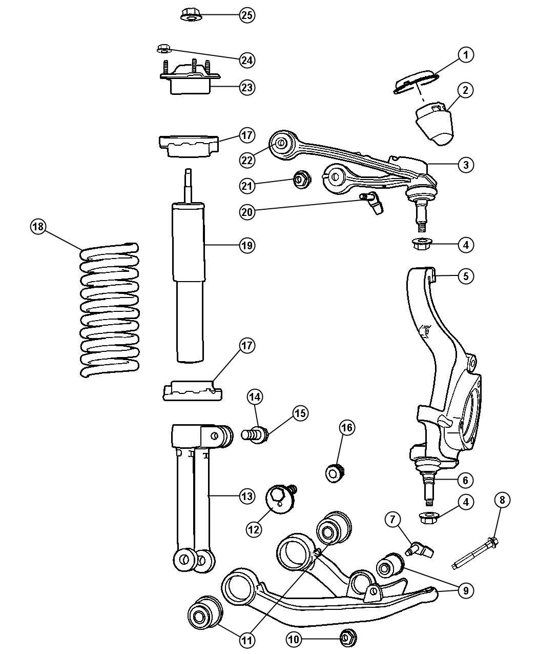 Diagram Suspension, Front and Strut. for your 1998 Jeep Cherokee   