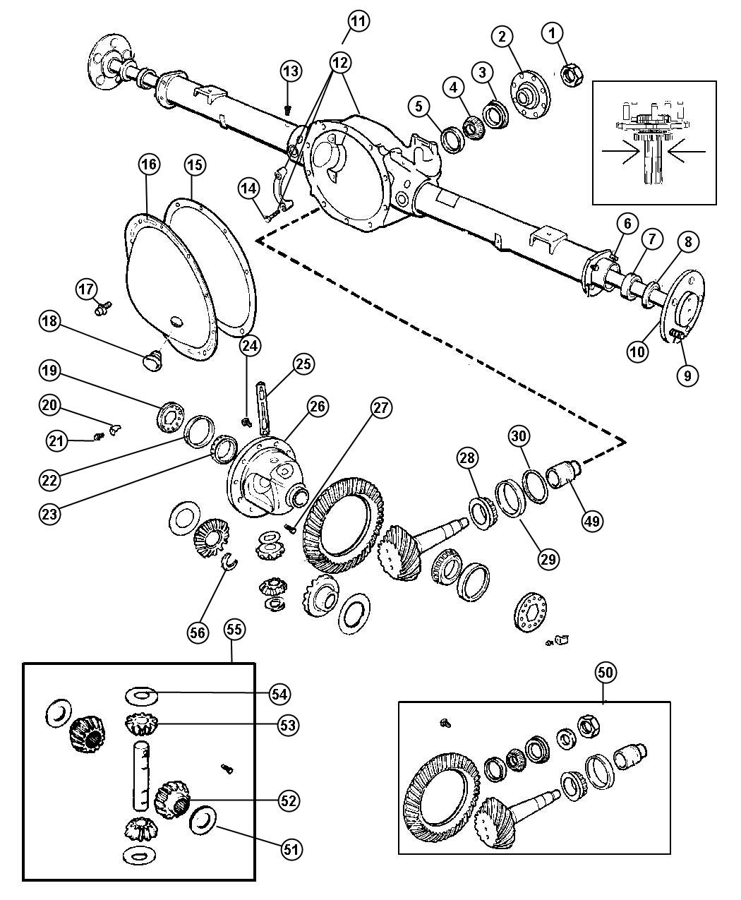 Axle,Rear,with Differential and Housing,Corporate 8.25 [Corporate 8.25 Rear Axle]. Diagram