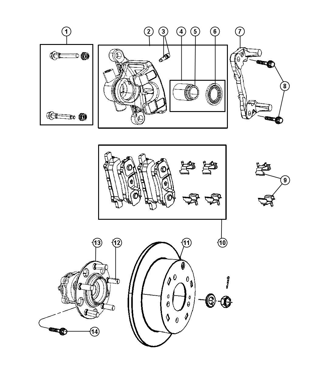 Diagram Brakes, Rear Disc. for your 2003 Chrysler 300 M  