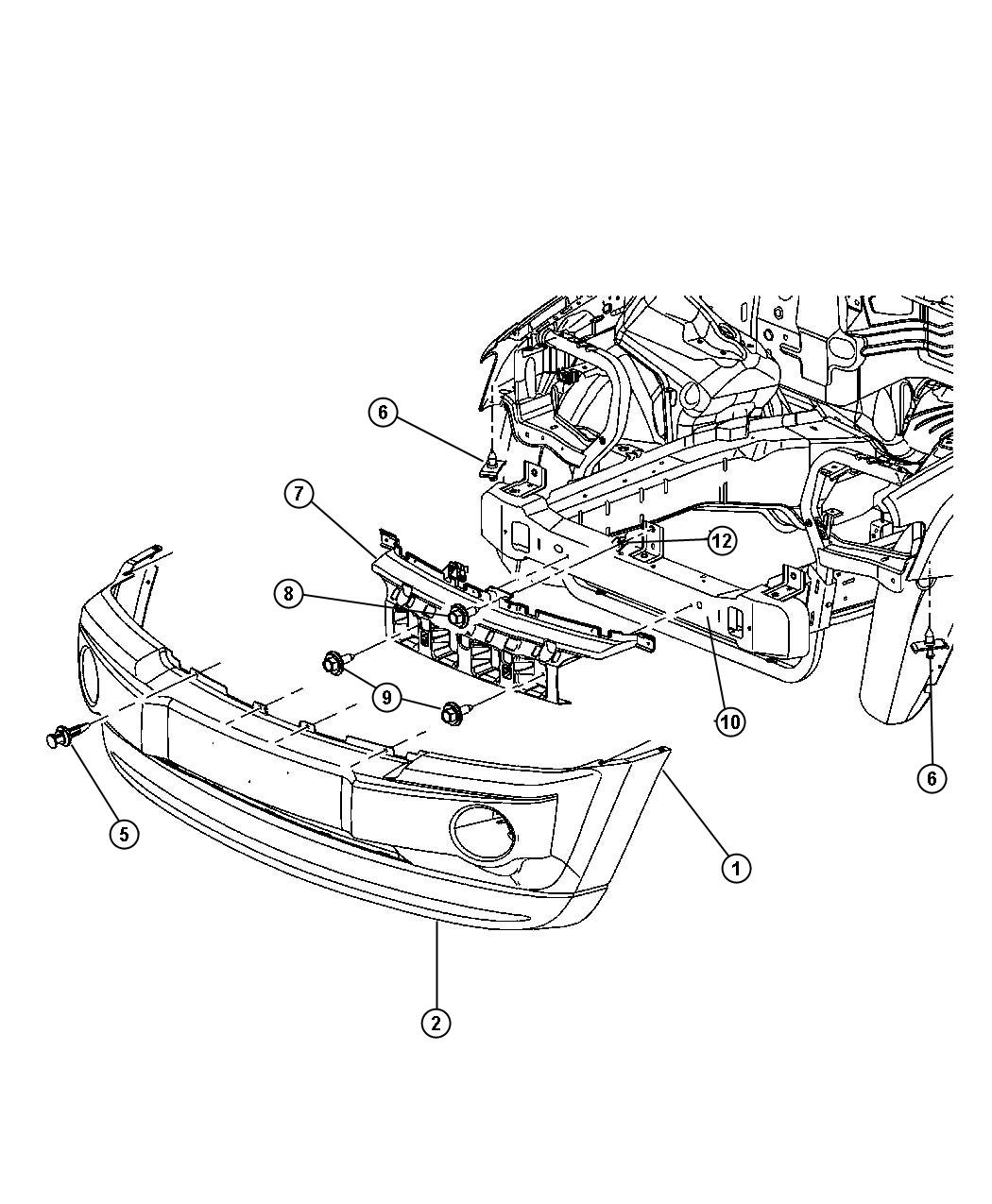 Diagram Bumper, Front. for your 2011 Dodge Charger   