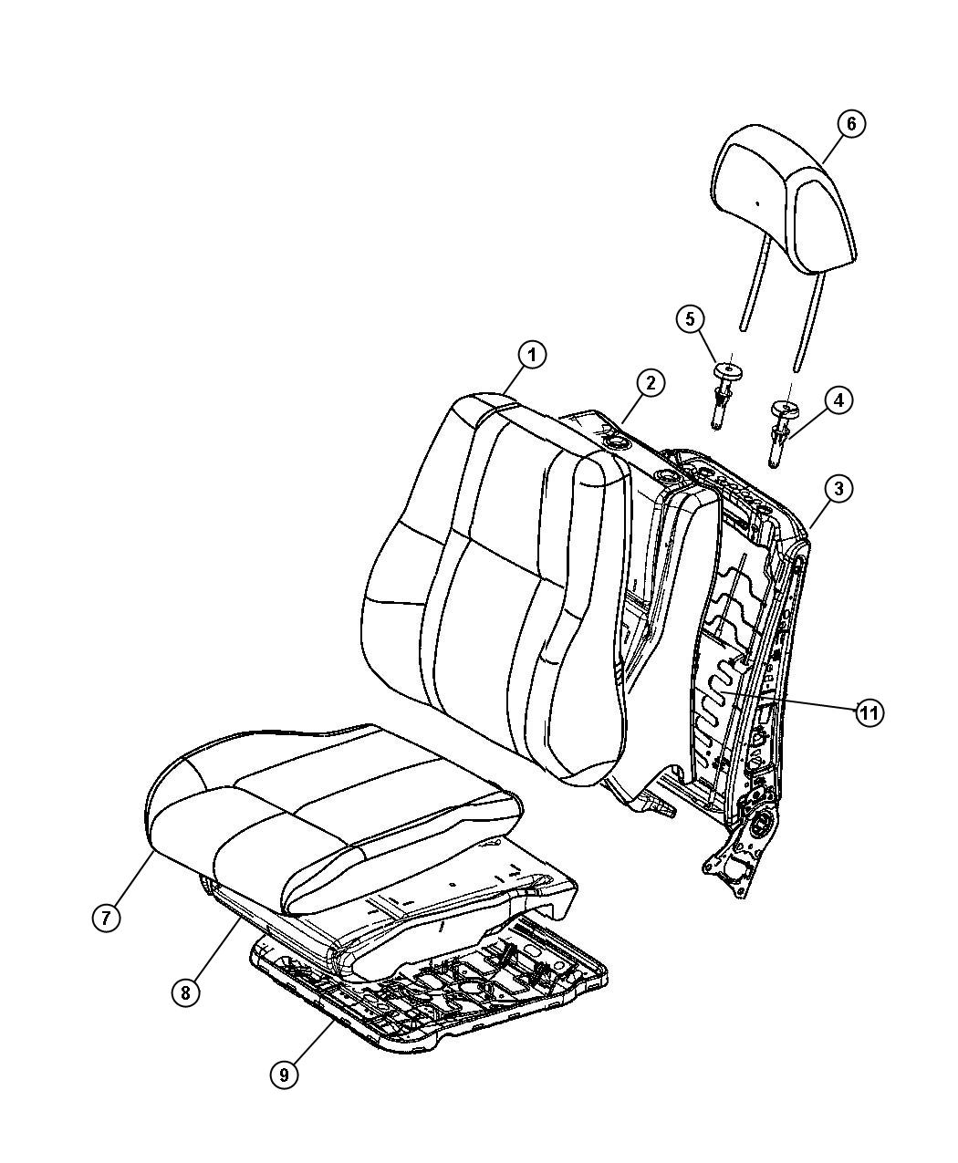 Diagram Front Seat, Leather, Trim Code [AL]. for your Jeep