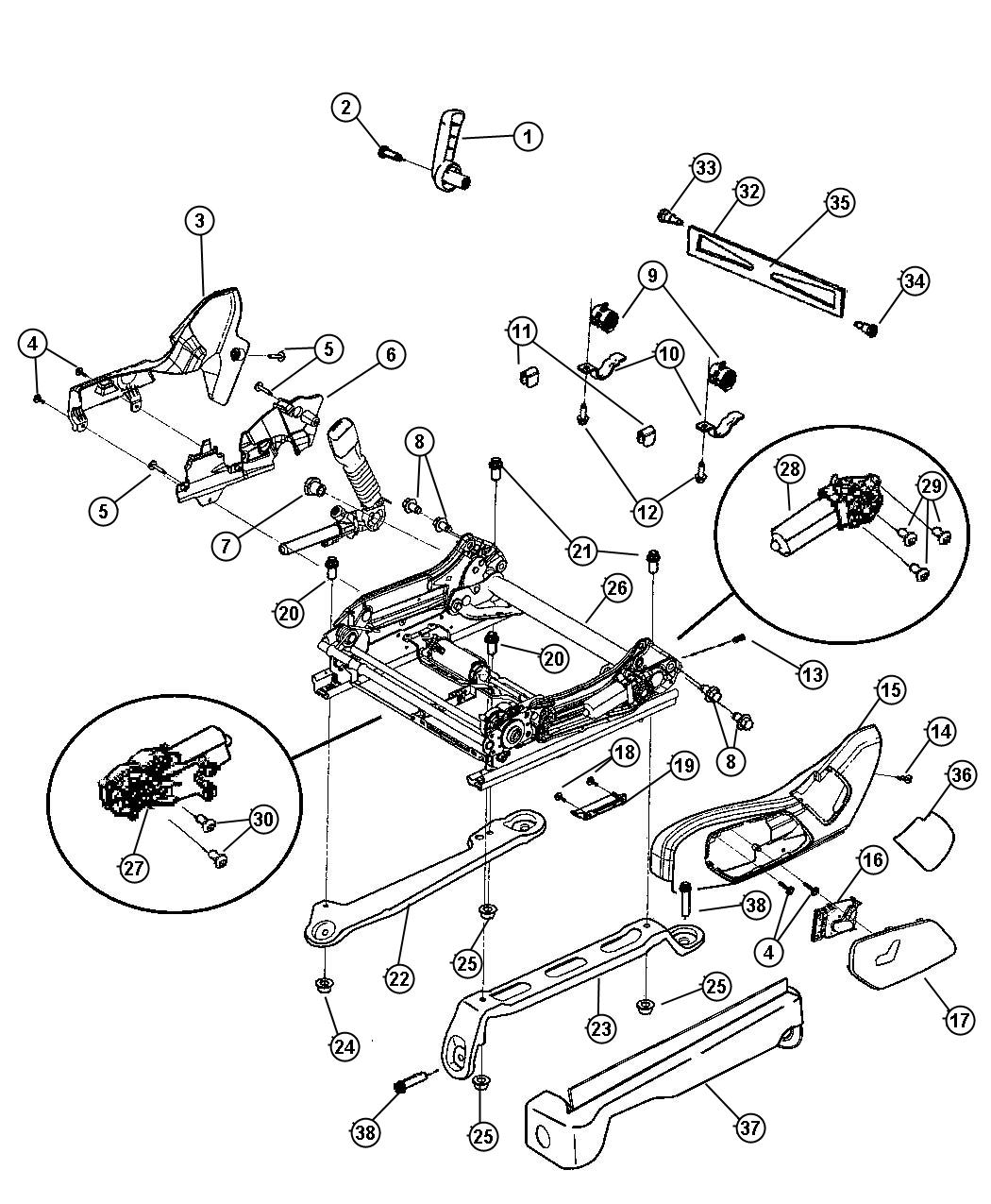 Diagram Adjuster, Recliners, Drivers Seat. for your 2019 Jeep Grand Cherokee   