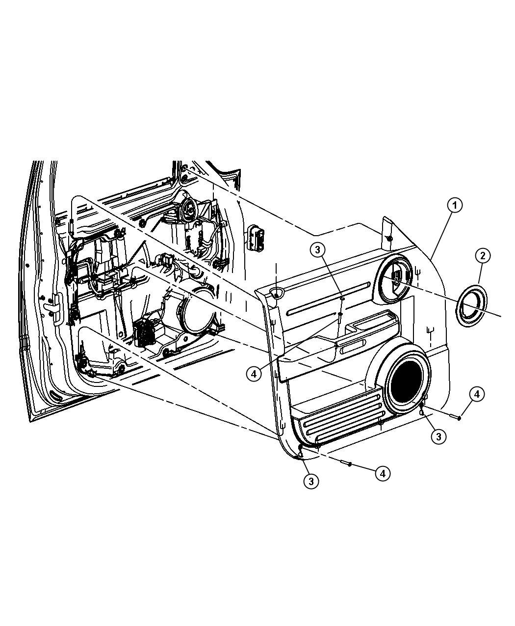 Diagram Trim Panel, Front Door. for your 2002 Chrysler 300  M 