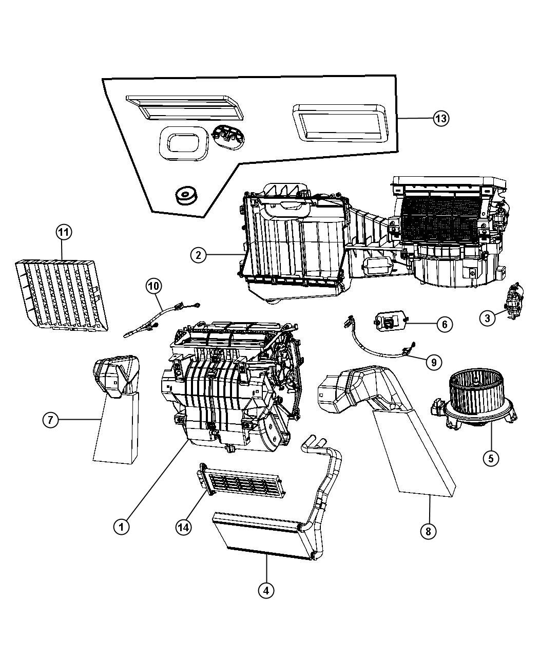 Diagram Heater Unit, LHD. for your Jeep