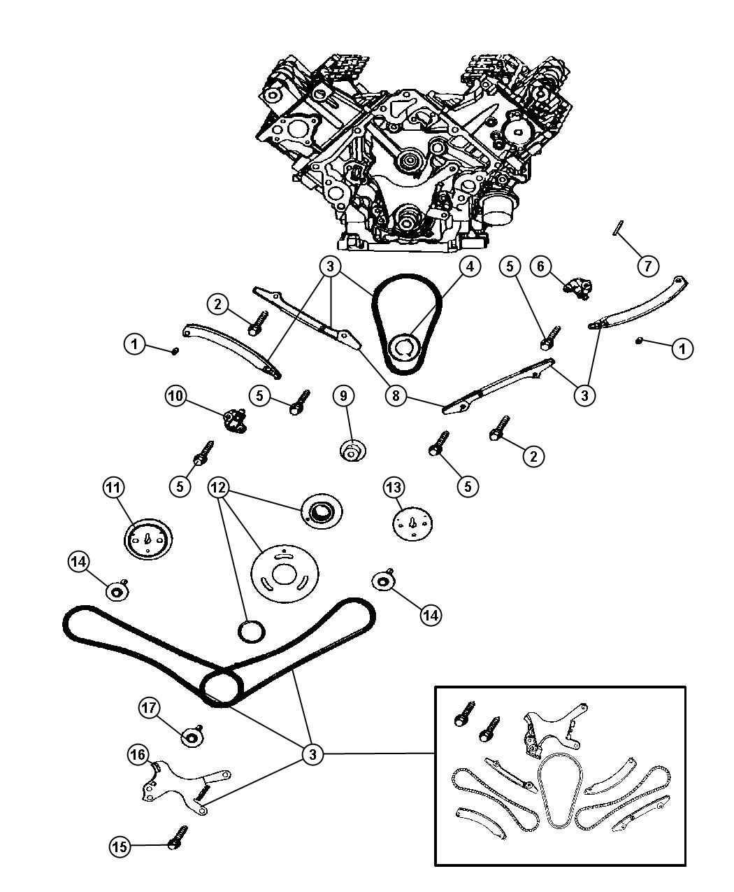 Timing Chain Package And Guides 4.7L [4.7L V8 MPI Engine] [4.7L V8 FFV Engine]. Diagram